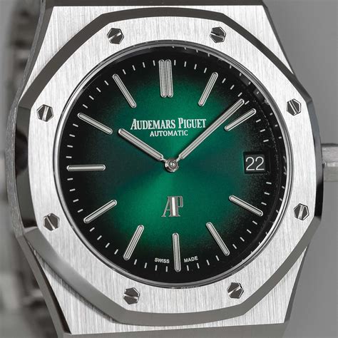 audemars piguet royal oak jumbo extra-thin platinum 39mm green dial|audemars piguet 39mm royal oak.